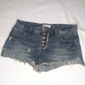 Free people distressed button fly denim shorts
